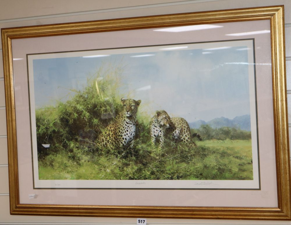 David Shepherd, limited edition print, Leopards, signed in pencil, 311/350, 45 x 74cm